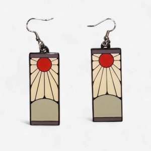 Demon Slayer Earrings Hanafuda Brown Big